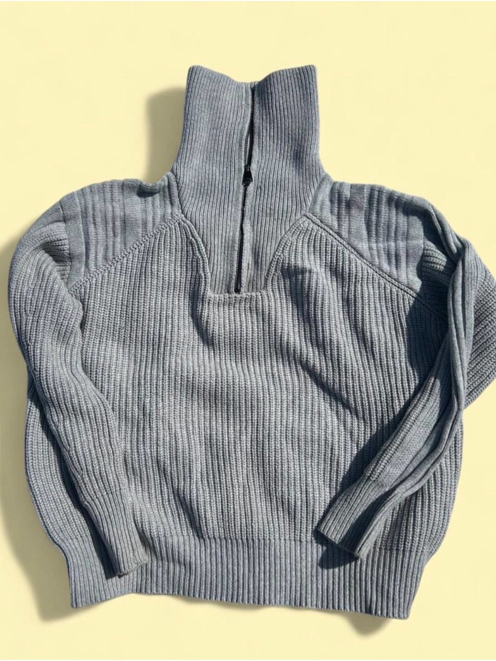 525 America Ribbed Quarter-Zip Sweater - Light Gray